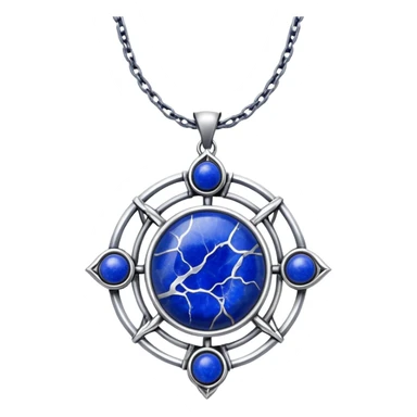 mystical necklace with lapis lazuli stone, glowing blue with white veins sticker