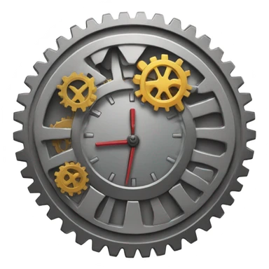 clock coin background with gear in center sticker