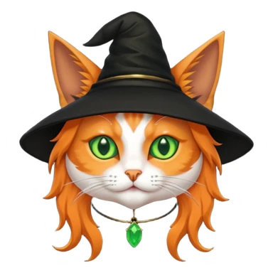 orange witch cat with green eyes sticker