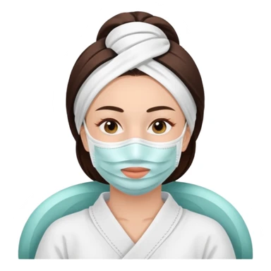 Lady with face mask spa beauty full face relaxing sticker