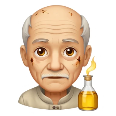 AN OLD MAN FULL OF BURNED MARKS BECAUSE OF COOKING OIL sticker