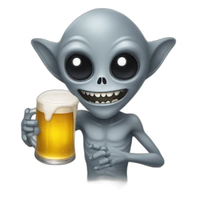 grey alien hold beer sticker