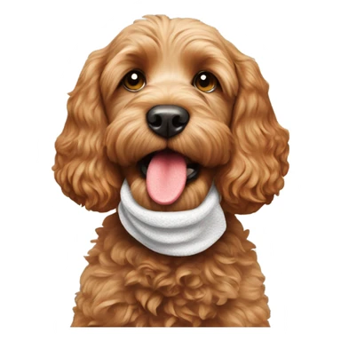 Ginger cockapoo holding a sock in her mouth sticker