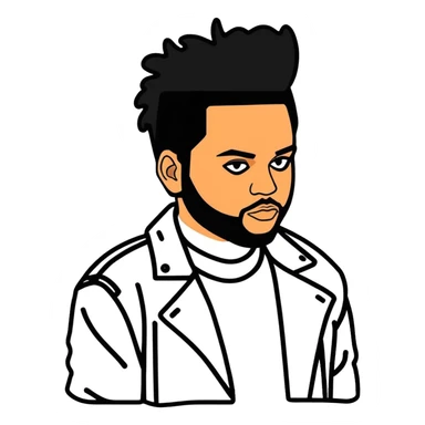 2012, The Weeknd,  canadian celebrity and singer from Toronto, hyperrealistic, mirco-detailed, 3D sticker design
 Must be 8k hd, 8000x8000px resolution. Must use very thin transparent smooth lines sticker