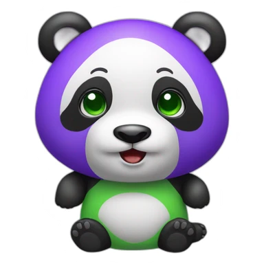 Purple and Green panda happy sticker