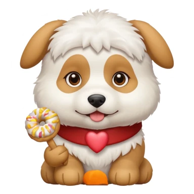 White, cute Puppy eating a treat sticker