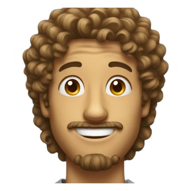 guy with curly hair and big nose smiling sticker