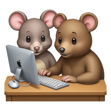 mouse and bear working on computer sticker