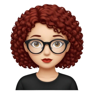 niña con pelo corto con rulos  color negro rojiso con lentes negros sticker