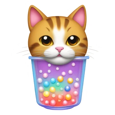 Cat drinking boba tea sticker