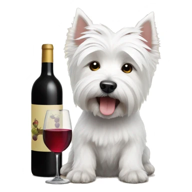 Westie with wine sticker