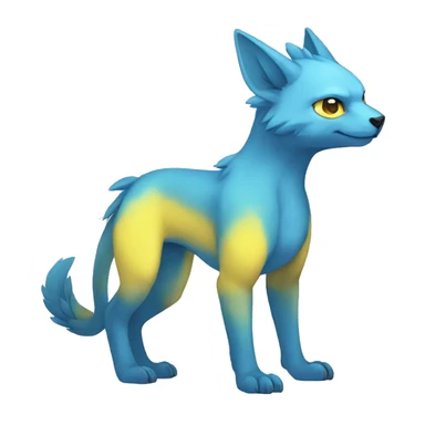 Cute cool blue yellow animal hybrid Fakemon full body sticker