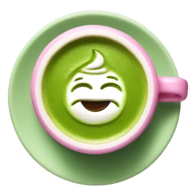 Matcha with latte art in pink cup sticker
