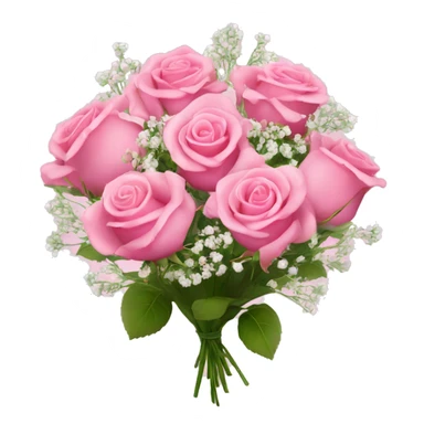 a bouquet of pink roses and baby’s breath all together   sticker