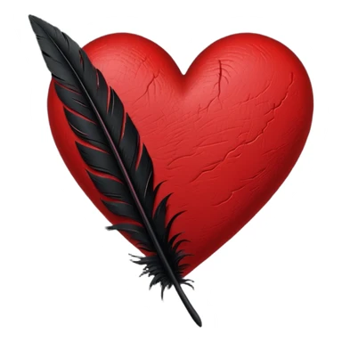 emo heart with a single black feather sticker