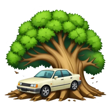 car getting crushed by tree sticker