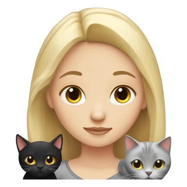 Girl with blonde hair sleeping with a black cat and grey cat  sticker