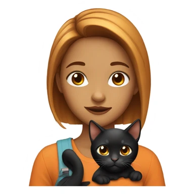 Ugly girl holding a black and orange cat sticker