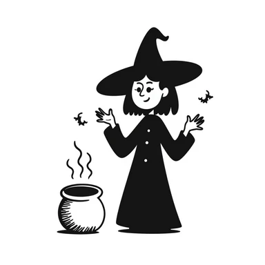 a witch, hand drawn, sketchy, notion style doodle sticker