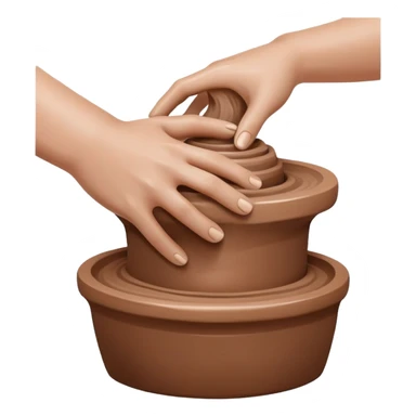 hand doing palm hug on mound of clay on silver pottery wheel sticker