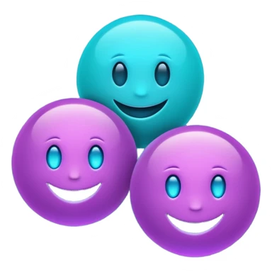 emoji icon of three glowing orbs connected by light beams forming unity, neon purple and cyan lights, dark futuristic background, 1:1

 sticker