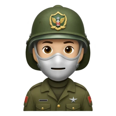 soldier with helmet and wearing mask in dark green sticker
