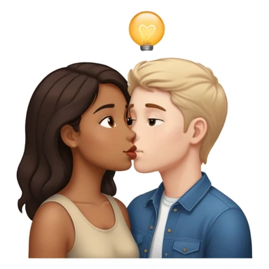 Brown girl and white boy kissing  sticker