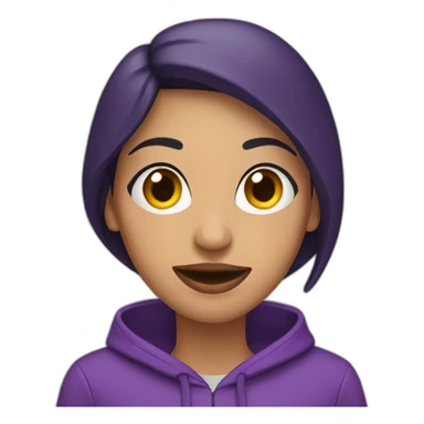 Armenian Woman  with purple hoodie and with a snake tongue sticker