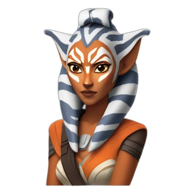 Sexy Ahsoka Tano posing (portrait, front facing, Apple iOS 17 style) (small horns) sticker
