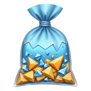 A transparent baggie tied at the top, containing crushed shards of clear glass sticker