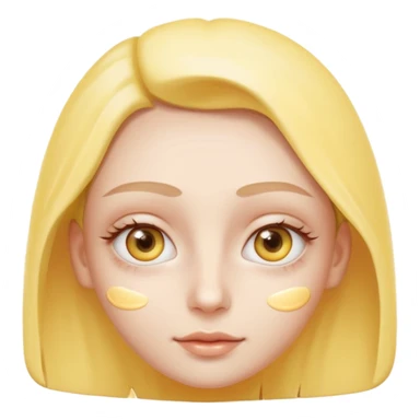 Create a high-quality iPhone-style emoji of a white person's face, with yellow eye cream clearly applied under both eyes, realistic shading and smooth gradient colors, cute rounded 3D cartoon style, subtle and natural facial expression, simple white background, high-resolution.
 sticker