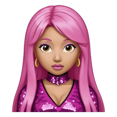 Nicki Minaj with long pink hair, dark pink sequin outfit  sticker