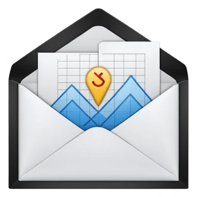 a paper with a graph in an envelope sticker