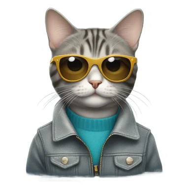 American Wirehair Cat with a jacket and sunglasses  sticker