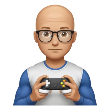 gamer with glasses, bald and muscular sticker