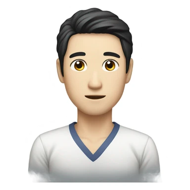 man from japan with white skin and black hair, wear casual shirt  sticker