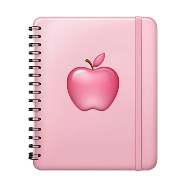 regular notebook, very light pink, closed, rounded corners, soft shading, apple emoji inspired sticker
