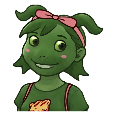 Happy girl with bacon sticker