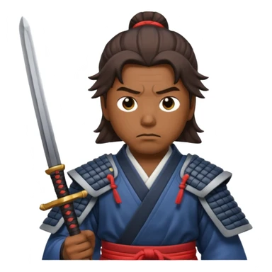 Samurai with brown skin and samurai sword sticker