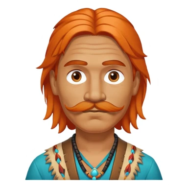Native American with orange hair and mustache sticker
