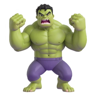 3D emoji of the Hulk, roaring, fists up sticker