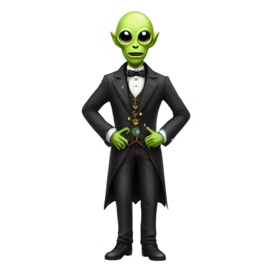alien galora in Victorian dress elegant, full body, holding usb key sticker