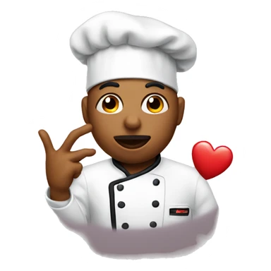 Chef making a kiss face with a heart sticker