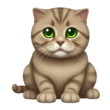 Brown scottish fold cat with green eyes  sticker