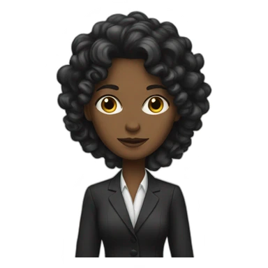 white woman lawyer with curly black long hair sticker