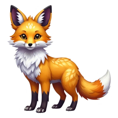 Epic Feral Rare Fantasy shiny cool fluffy Vernid-Trico-Fox-species-hybrid-animal by LiLaiRa, random markings, tufted ears, full body sticker
