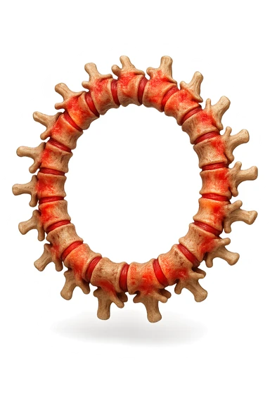 SPINA DORSALE ANATOMICA UMANA REALISTICA infiammata CHIUSA A CERCHIO, iperrealistica 4k, non disegnata sticker