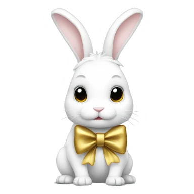 A white bunny   with a gold bow  sticker