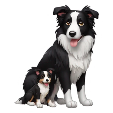 Border collie with puppy sticker