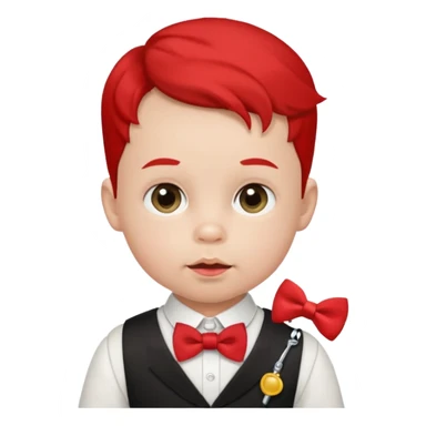 baby guy, with pacifier, wearing pastor custome, red bow tie sticker